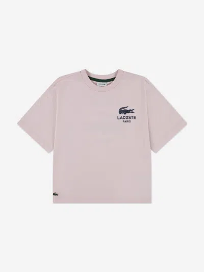 Lacoste Babies'  Girls Logo T-shirt In Pink