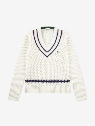 Lacoste Babies'  Girls Mixed Stitch Jumper In Neutral