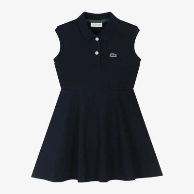 Lacoste Kids' Girls Navy Blue Cotton Polo Dress
