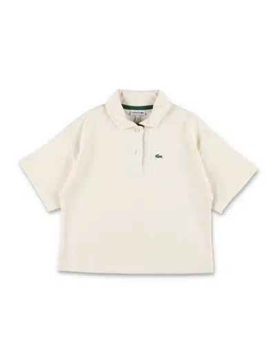 Lacoste Girls Oversized Mini Polo In Off-white