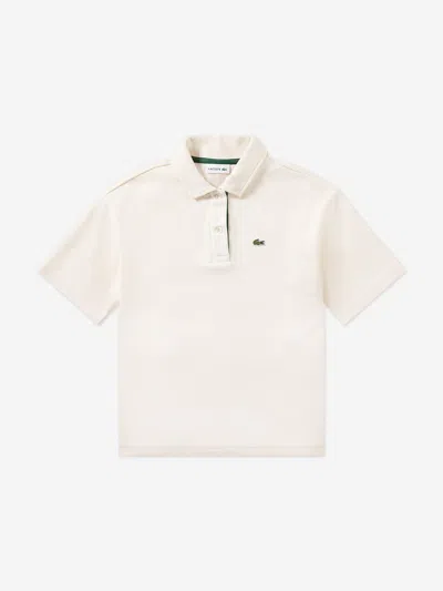 Lacoste Kids'  Girls Oversized Polo Shirt In Neutral
