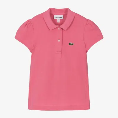 Lacoste Babies' Girls Pink Cotton Polo Shirt