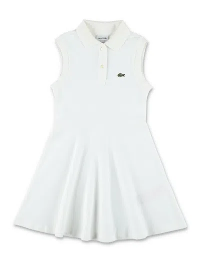 Lacoste Kids'  Girls Sleeveless Elastic Petit Piqué Dress In White