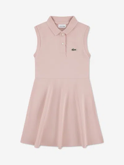 Lacoste Babies'  Girls Sleeveless Pique Polo Dress In Pink