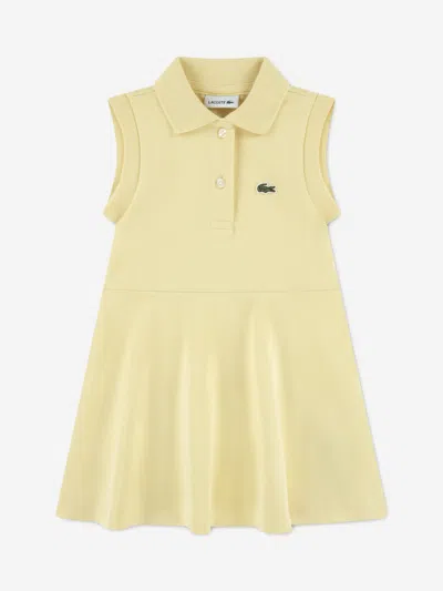 Lacoste Babies'  Girls Sleeveless Pique Polo Dress In Yellow