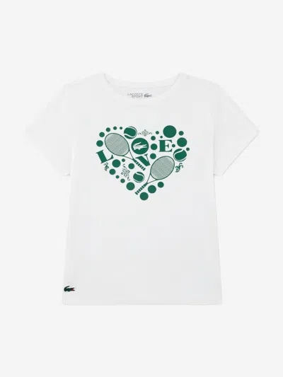 Lacoste Babies'  Girls Sport Graphic T-shirt In White