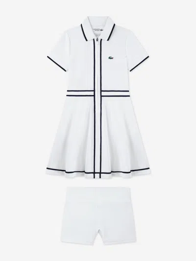 Lacoste Babies'  Girls Tennis Dress With Shorts In White