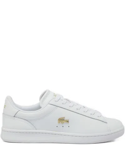 Lacoste Gold-logo Leather Sneakers In White