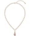 Lacoste Gold-tone Stainless Steel Pave Crocodile Pendant Necklace, 17" + 2" Extender In Carnation Gold