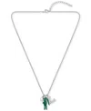 Lacoste Gold-tone Umpire Green Crocodile Pendant Necklace, 23-2/3" + X" Extender In Silver