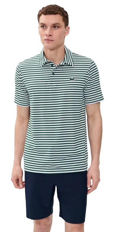 Lacoste Golf Performance Polo Vert/blanc In Multi