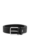 Lacoste Grained Leather Belt In 黑色