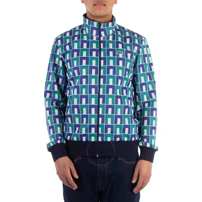 Lacoste Graphic Motif Jacquard Sweatshirt In Blue