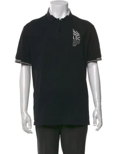 Pre-owned Lacoste Graphic Print Collar Polo Shirt In Black