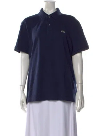Pre-owned Lacoste Graphic Print Collar Polo Shirt In Blue
