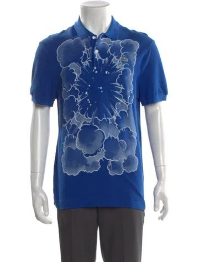 Pre-owned Lacoste Graphic Print Collar Polo Shirt In Blue