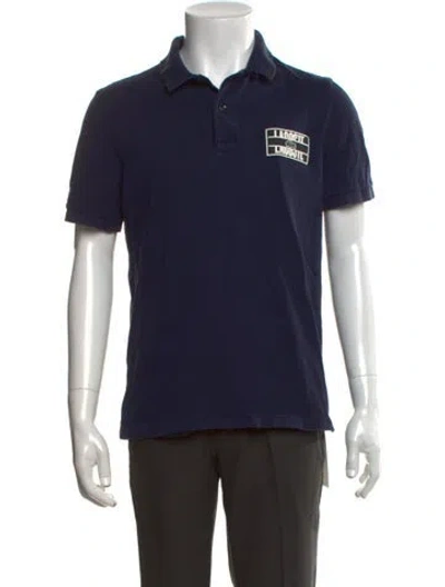 Pre-owned Lacoste Graphic Print Collar Polo Shirt In Blue