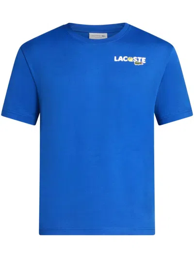 Lacoste Graphic-print Cotton T-shirt In Blue