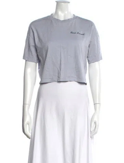 Pre-owned Lacoste Graphic Print Crew Neck Crop Top In White