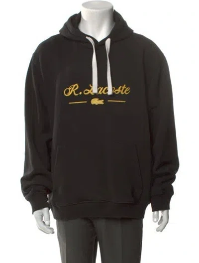 Pre-owned Lacoste Graphic Print Crew Neck Hoodie In Black