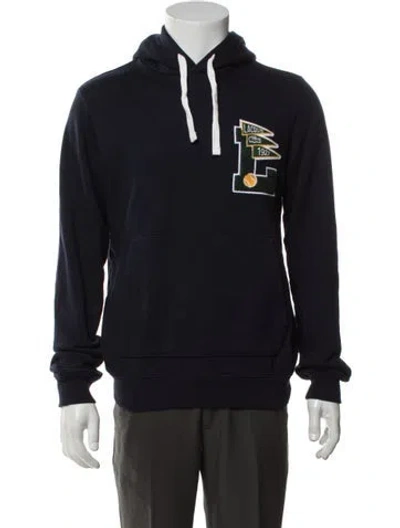 Pre-owned Lacoste Graphic Print Crew Neck Hoodie In Blue