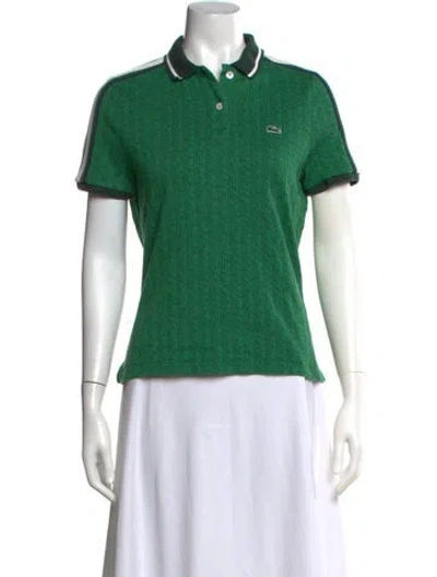 Pre-owned Lacoste Graphic Print Crew Neck Polo In Green
