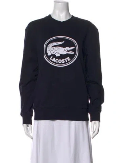Pre-owned Lacoste Graphic Print Crew Neck Sweater In Black