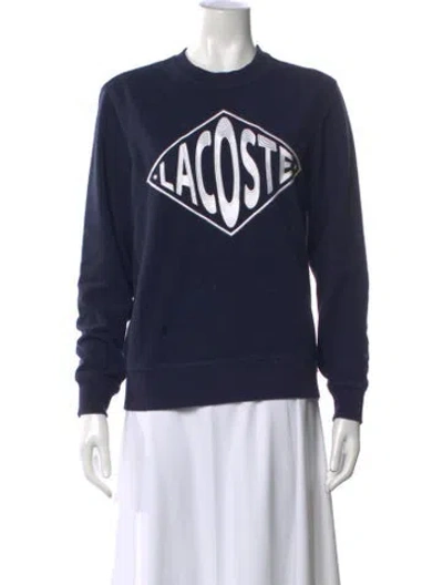 Pre-owned Lacoste Graphic Print Crew Neck Sweater In Blue