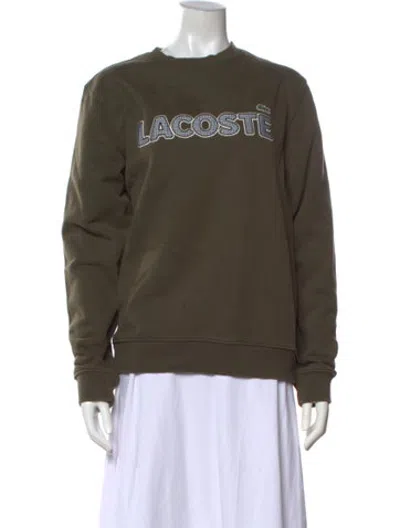 Pre-owned Lacoste Graphic Print Crew Neck Sweater In Green