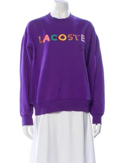 Pre-owned Lacoste Graphic Print Crew Neck Sweater In Purple