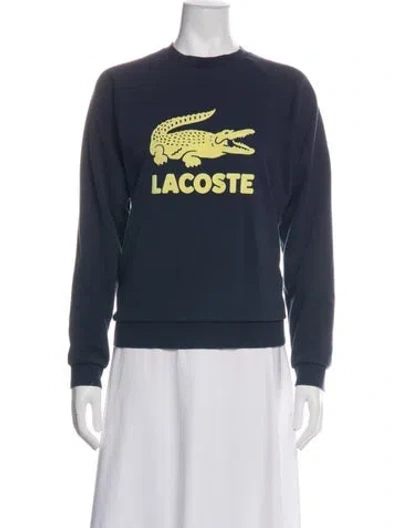 Pre-owned Lacoste Graphic Print Crew Neck Sweatshirt In Blue