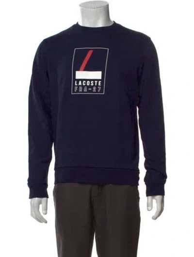 Pre-owned Lacoste Graphic Print Crew Neck Sweatshirt In Blue