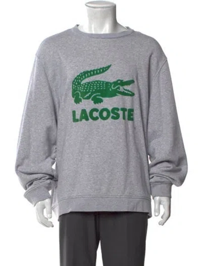 Pre-owned Lacoste Graphic Print Crew Neck Sweatshirt In Gray