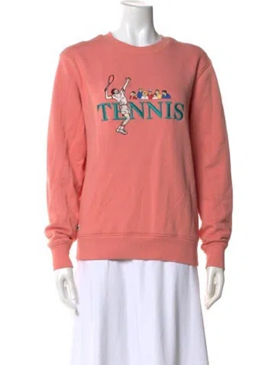 Pre-owned Lacoste Graphic Print Crew Neck Sweatshirt In Pink