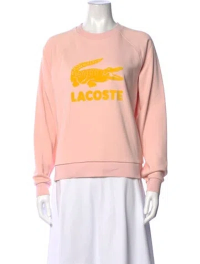 Pre-owned Lacoste Graphic Print Crew Neck Sweatshirt In Pink