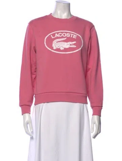 Pre-owned Lacoste Graphic Print Crew Neck Sweatshirt In Pink