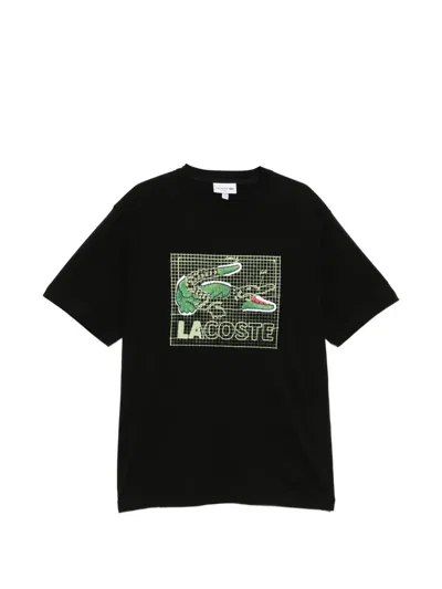 Lacoste Graphic-print Crew Neck T-shirt In Black
