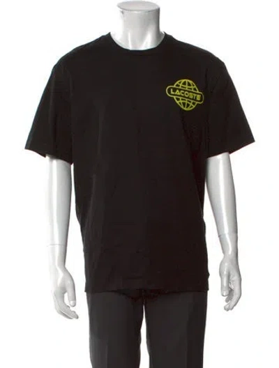 Pre-owned Lacoste Graphic Print Crew Neck T-shirt In Black