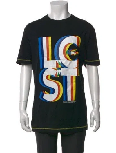 Pre-owned Lacoste Graphic Print Crew Neck T-shirt In Black