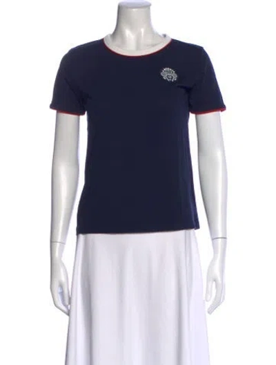 Pre-owned Lacoste Graphic Print Crew Neck T-shirt In Blue