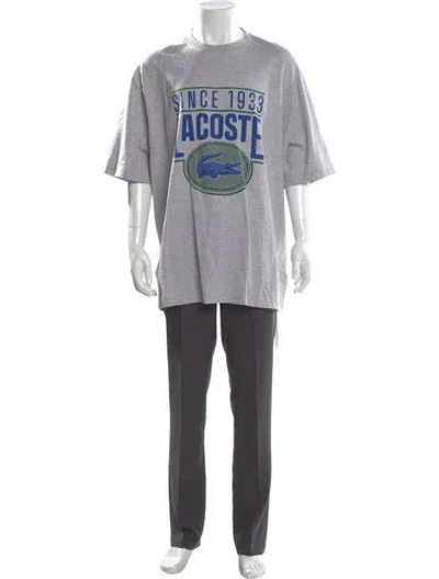 Pre-owned Lacoste Graphic Print Crew Neck T-shirt W/ Tags In Gray