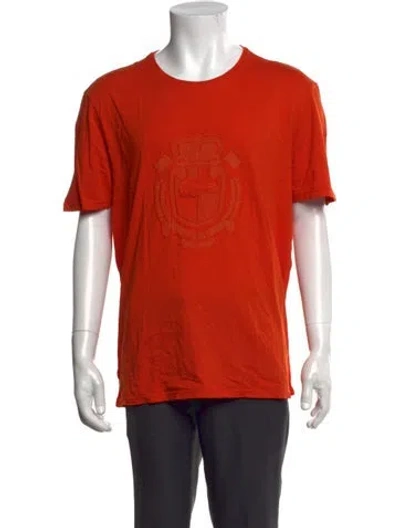 Pre-owned Lacoste Graphic Print Crew Neck T-shirt W/ Tags In Orange