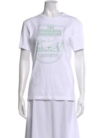 Pre-owned Lacoste Graphic Print Crew Neck T-shirt In White