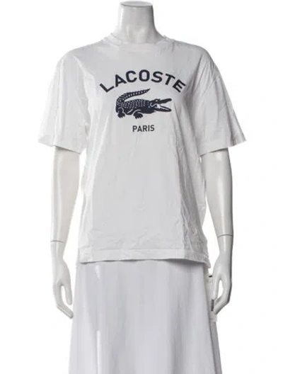 Pre-owned Lacoste Graphic Print Crew Neck T-shirt In White