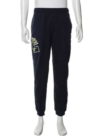 Pre-owned Lacoste Graphic Print Embroidered Accent Pajama Bottoms In Blue