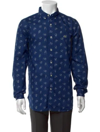 Pre-owned Lacoste Graphic Print Long Sleeve Shirt In Blue