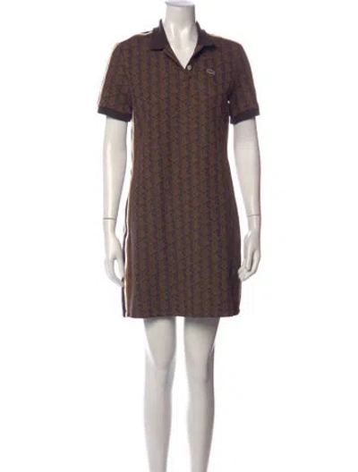 Pre-owned Lacoste Graphic Print Mini Dress In Brown