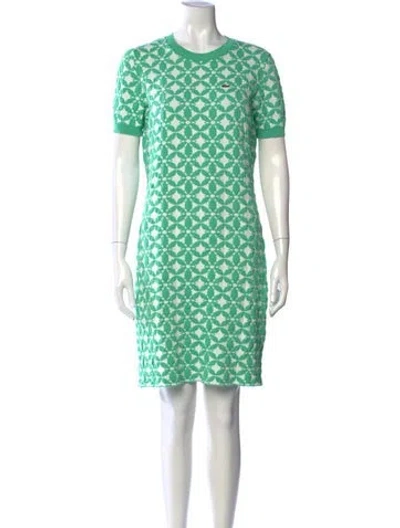 Pre-owned Lacoste Graphic Print Mini Dress In Green