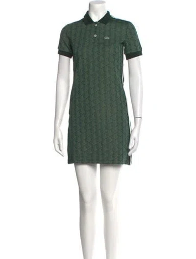 Pre-owned Lacoste Graphic Print Mini Dress In Green