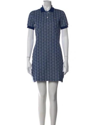 Pre-owned Lacoste Graphic Print Mini Dress W/ Tags In Blue